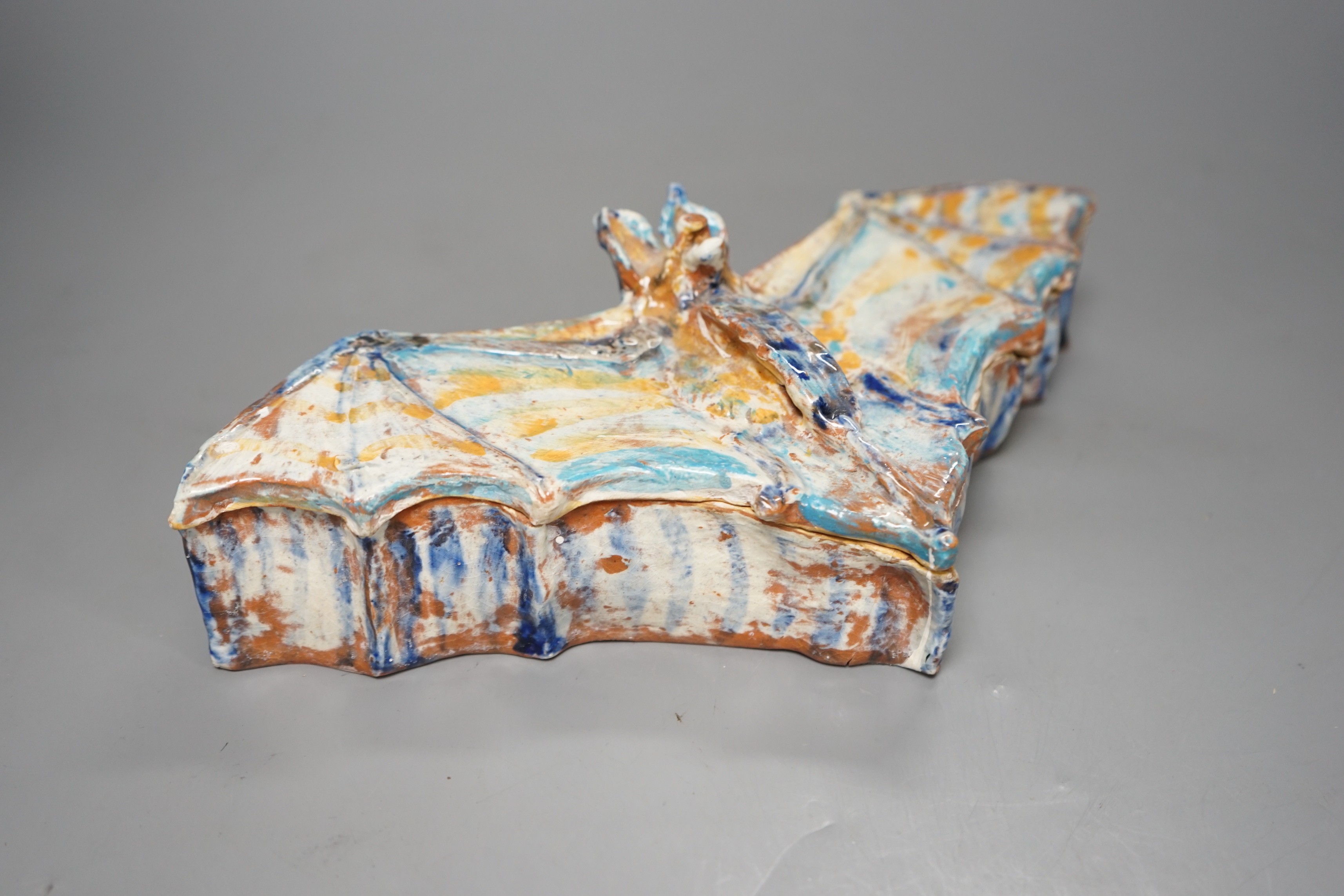 Ann Stokes (1922-2014), a bat shaped box and cover, 29cm